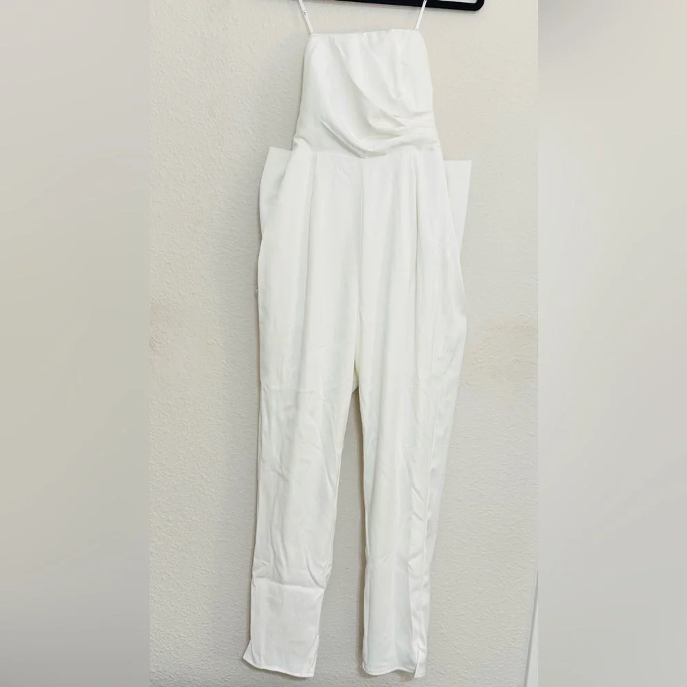 Lulus Beloved Bliss Ivory Strapless Slim Leg Bow Jumpsuit-Size XS NWOT - Picture 6 of 14